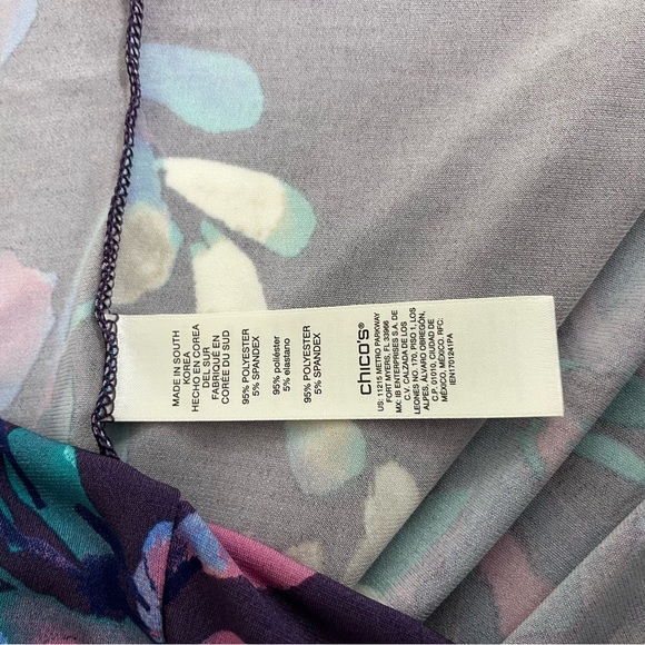 Chico’s Purple Floral Layered Flare Sleevee Shift Dress - Picture 12 of 15